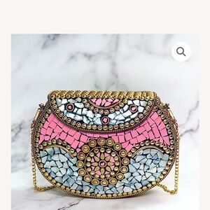 RAMLA Beverly Hills Pink Mosaic Clutch Bag Crossbody Mini The Mosaic Muse